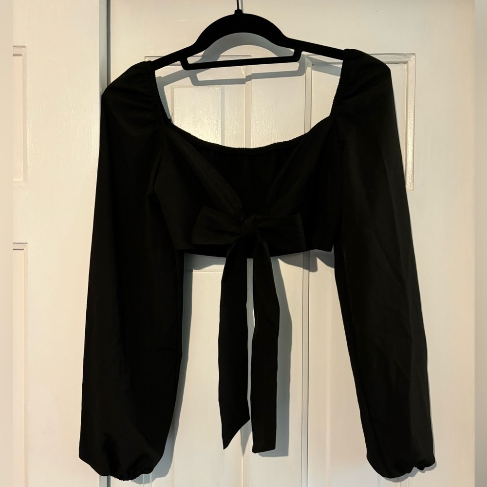 Black Tie-Front Bra Top - Blush Mark - Size M